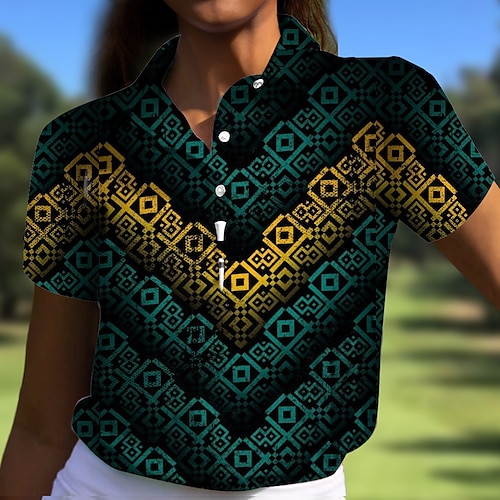 

Mujer Camisas de polo Camiseta de golf Polo con botones Transpirable Secado rápido Dispersor de humedad Manga Corta Ropa de golf ropa de golf Ajuste regular Plaid Verano Tenis Golf pepinillo