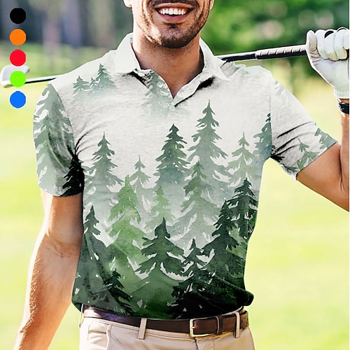 

Hombre Camisas de polo Camiseta de golf Polo con botones Transpirable Secado rápido Dispersor de humedad Manga Corta Ropa de golf ropa de golf Ajuste regular Árbol Verano Tenis Golf pepinillo