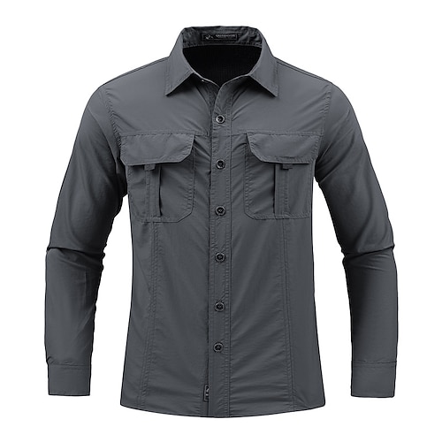 

Homens Camisa de pesca Exterior Manga Longa Proteção UV Respirável Secagem Rápida Redutor de Suor Blusas Primavera Outono Ao ar livre Pesca Roupa Diária Preto Verde Tropa Cáqui