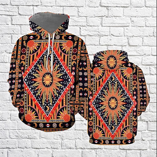 

Hombre Sudadera Con Capucha Naranja Con Capucha Tribal Estampados Estampado Diario Deportes Impresión 3D Ropa de calle Design Básico Primavera Otoño Ropa Sudaderas con capucha Sudaderas