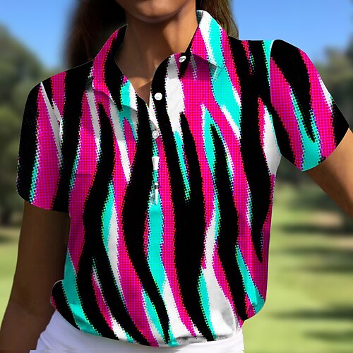 

Damen poloshirt Golfhemd Geknöpftes Poloshirt Atmungsaktiv Schnelltrocknend Feuchtigkeitsableitung Kurzarm Golfbekleidung Golfkleidung Regular Fit Bedruckt Sommer Tennis Golfspiel Pickleball