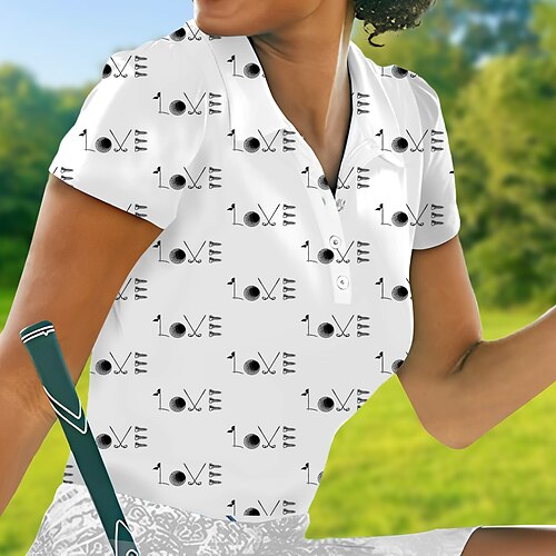 

Damen poloshirt Golfhemd Geknöpftes Poloshirt Atmungsaktiv Schnelltrocknend Feuchtigkeitsableitung Kurzarm Golfbekleidung Golfkleidung Regular Fit Bedruckt Sommer Tennis Golfspiel Pickleball