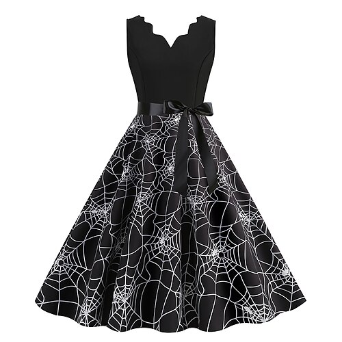 

Retro Vintage 1950s Cocktail Dress Swing Dress Flare Dress Audrey Hepburn Women's Bow Cosplay Costume A-Line Masquerade Halloween Dress