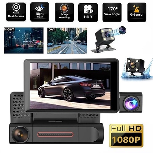 

1080p Novo Design / HD / Gravação automática de inicialização DVR de carro 170 Graus Ângulo amplo 4 polegada IPS Dash Cam com Visão Nocturna / G-Sensor / Modo de Estacionamento 4 LEDs Infravermelhos