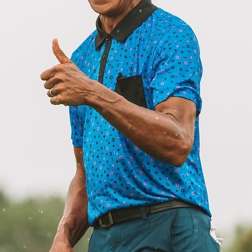 

Homens Camisa polo de caminhada Camisa de golfe Pólo de botões Respirável Secagem Rápida Pavio Humido Manga Curta Vestuário de golfe Roupas de golfe Normal Botão Com bolsos Estampado Verão Tênis