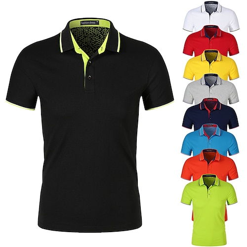 

Homens Camisa polo de caminhada Camisa de golfe Pólo de botões Respirável Secagem Rápida Pavio Humido Vestuário de golfe Roupas de golfe Botão Côr Sólida Verão Primavera Tênis Golfe Pickleball