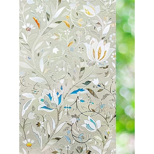 

Flower Print Opaque Glass Sticker, Decorative Window Film For Home Decor