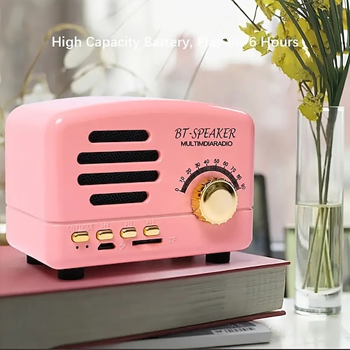 

Retro BT Speaker Wireless Portable Mini Super Bass Music Loudspeakers For Indoor Outdoor Computer Phone Support