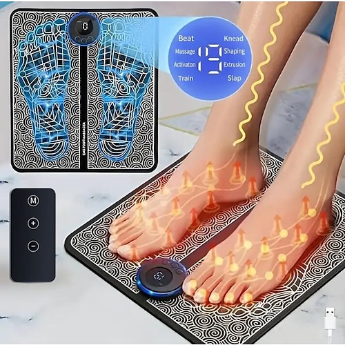 

Electric EMS Foot Massager, Pad Remote Controlable & Rechargeable Pain Relief Relaxation Foot Acupoint Massage Pad Muscle Stimulation Improve Blood Circulation Gifts For Home Office Holiday