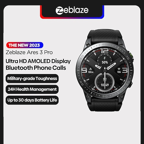 

Zeblaze ares 3 pro montre intelligente affichage ultra hd amoled appel vocal 100 modes sportifs moniteur de santé 24h montre intelligente