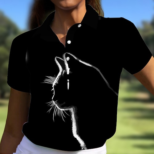 

Mulheres Camisa polo de caminhada Camisa de golfe Pólo de botões Respirável Secagem Rápida Pavio Humido Manga Curta Vestuário de golfe Roupas de golfe Normal Animal Verão Tênis Golfe Pickleball