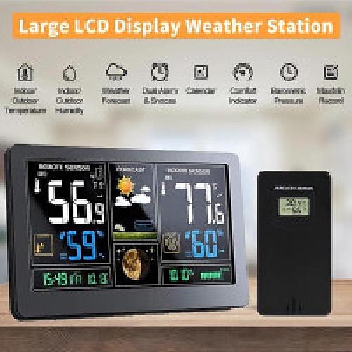 

Farbbildschirm-Wetteruhr 3378 Wettervorhersageuhr elektrische Welle Innen- und Außentemperatur und Luftfeuchtigkeit LCD elektronische Uhr