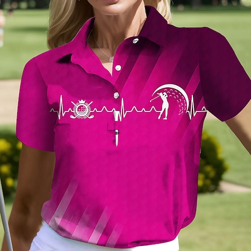 

Women's Polo Shirt Golf Shirt Button Up Polo Breathable Quick Dry Moisture Wicking Short Sleeve Golf Apparel Golf Clothes Regular Fit Printed Summer Tennis Golf Pickleball