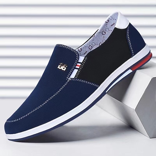 

Homme Mocassins et Slip On Chaussures décontractées pour hommes Mocassins en tissu Décontractées Extérieur du quotidien Marche Toile Respirable Confortable Antidérapantes Noir Bleu Eté Printemps