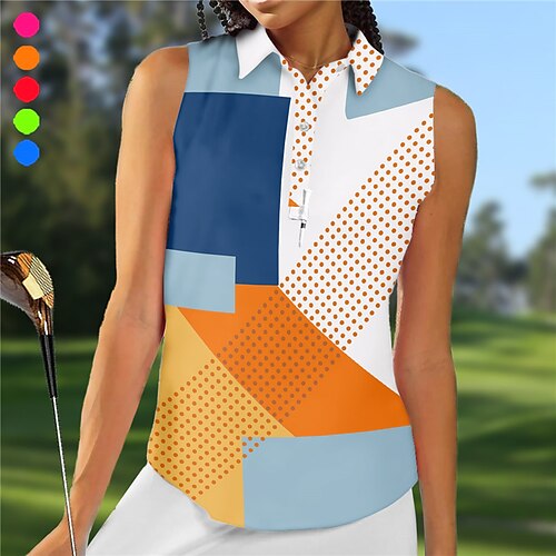 

Mujer Camisas de polo Camiseta de golf Polo con botones Transpirable Secado rápido Dispersor de humedad Sin Mangas Ropa de golf ropa de golf Ajuste regular Impreso Verano Tenis Golf pepinillo