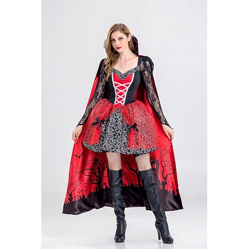  Hexe Vampir Film-/TV-Themenkostüme Halloween Cosplay Kostüm Partykostüm Maskerade Walpurgisnacht Outfits Cosplay Erwachsene Damen Maskerade Karneval Leistung Party Halloween Einfache Halloween-Kostüme