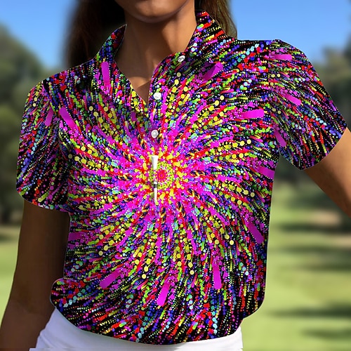 

Damen poloshirt Golfhemd Geknöpftes Poloshirt Atmungsaktiv Schnelltrocknend Feuchtigkeitsableitung Kurzarm Golfbekleidung Golfkleidung Regular Fit Bedruckt Sommer Tennis Golfspiel Pickleball