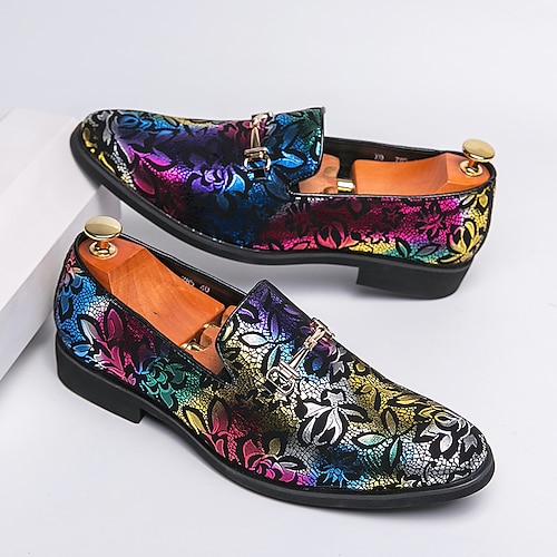 

Homens Mocassins e Slip-Ons Mocassins Comfort Sapatas da manta do estilo britânico Casual Formais Diário Festas Noite Couro Ecológico Respirável Confortável Arco-íris 3D Primavera Outono