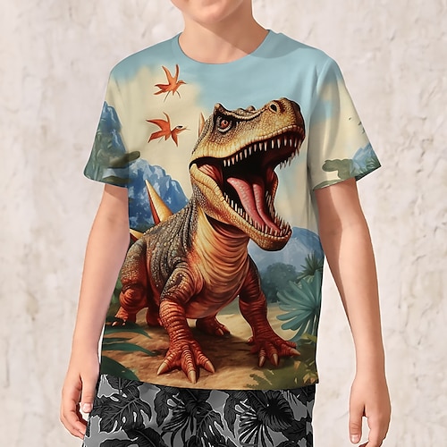 

Garçon T-shirt Manche Courte T-shirt Tee-shirts Graphic Animal Dinosaure 3D effet Actif Sportif Mode Polyester Extérieur Casual du quotidien Enfants Col ras du cou 3-12 ans Graphique imprimé en 3D