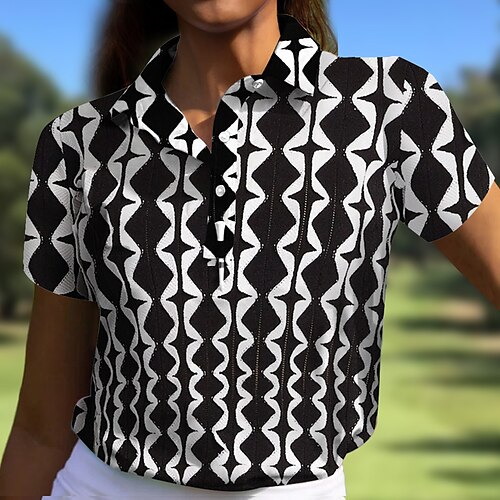 

Mulheres Camisa polo de caminhada Camisa de golfe Pólo de botões Respirável Secagem Rápida Pavio Humido Manga Curta Vestuário de golfe Roupas de golfe Normal Estampado Verão Tênis Golfe Pickleball