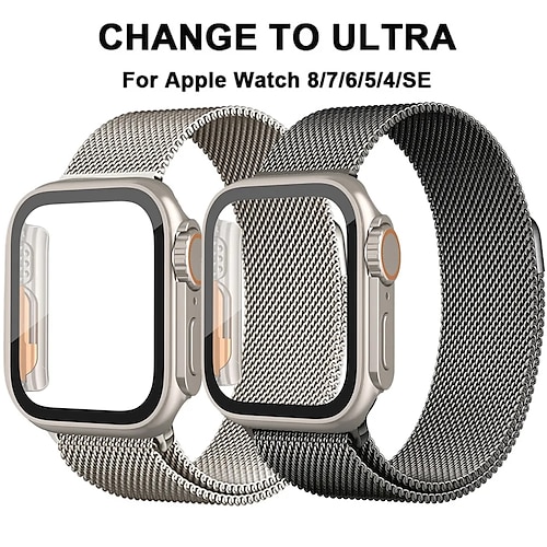 

Milanese Loop Compatible with Apple Watch band 40mm 41mm 44mm 45mm with Case Magnetic Clasp Adjustable Stainless Steel Strap Replacement Wristband for iwatch Series 8 7 6 5 4 SE