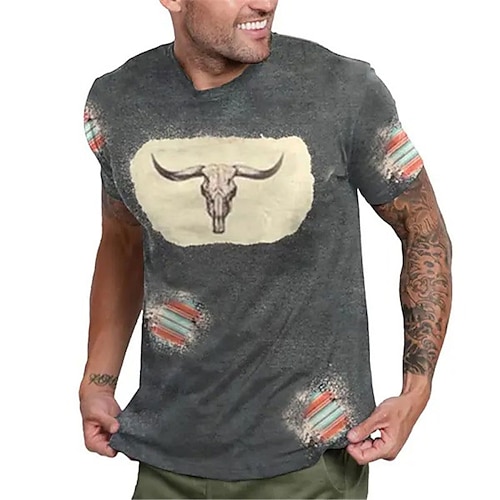 

Homens Camiseta Gráfico Vaca Gola Redonda Roupa Impressão 3D Ao ar livre Diário Manga Curta Imprimir Designer Vintage Étnico