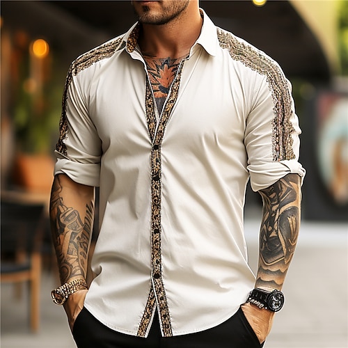 

Homme Chemise Rayé Imprimés Photos Géométrie Mao Abricot Blanche Kaki Gris Extérieur Plein Air Manche Courte Imprimer Vêtement Tenue Mode Design Décontractées Confortable