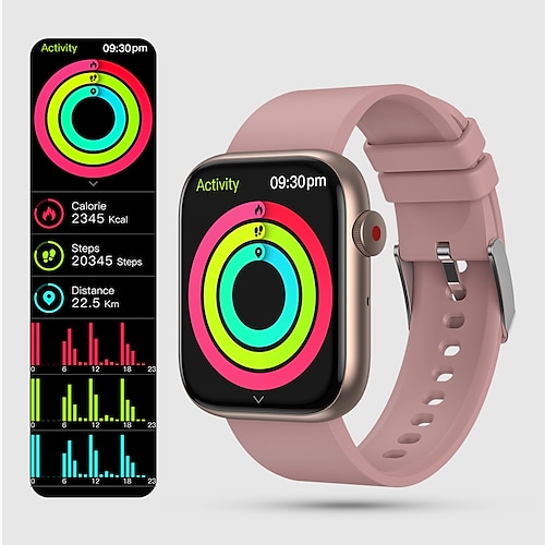 

q18 montre intelligente 1.85 '' écran tactile tft carré podomètre détection de la fréquence cardiaque détection de la pression artérielle détection de l'oxygène du sang montre étanche pour hommes femmes androidids ios iphone