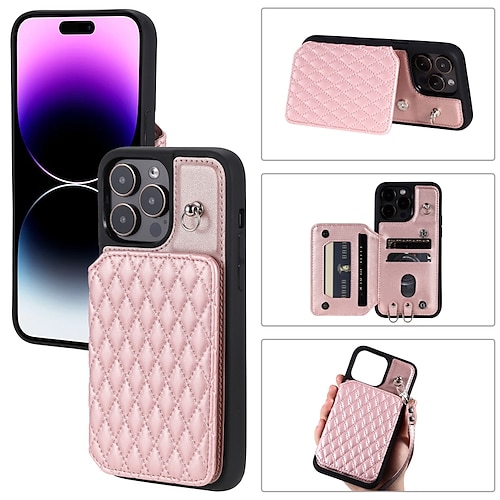 

teléfono Funda Para Apple iPhone 15 Pro Max Plus 14 13 12 11 X XR XS 8 7 Funda Trasera Bolso monedero Antirrobo con correa extraíble para el cuerpo cruzado con correa de muñeca Color sólido Diseño