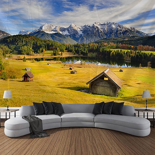 

Hermoso pico paisaje colgante tapiz pared arte gran tapiz mural decoración fotografía telón de fondo manta cortina hogar dormitorio sala de estar decoración
