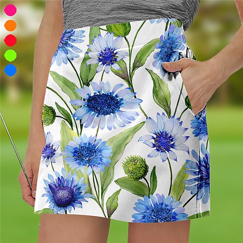 

Femme Jupe de tennis Jupe de golf Respirable Séchage rapide Evacuation de l'humidité Jupes Vêtements de tennis 2 en 1 Floral Imprimé Eté Tennis Le golf Pickleball