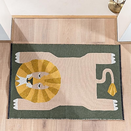 

Cotton Thread Jacquard Curling Floor Mat Animal Pattern Indoor Entrance Door Mat Double-sided Yarn-dyed Bedside Blanket Children's Floor Mat