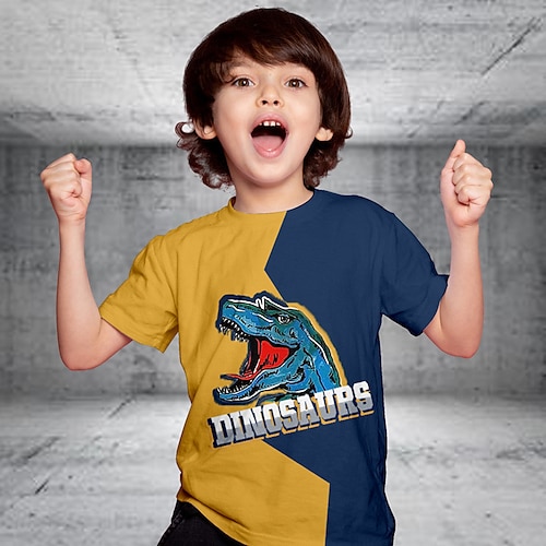 

Boys T shirt Short Sleeve T shirt Tee Graphic Geometric Dinosaur 3D Print Active Sports Fashion Polyester Outdoor Casual Daily Kids Crewneck 3-12 Years 3D Printed Graphic Regular Fit Shirt