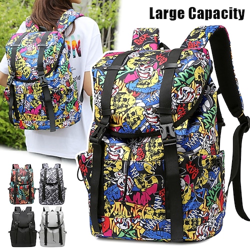 

Men's Women's Backpack School Bag Bookbag Commuter Backpack School Outdoor Solid Color Geometric Floral Print Polyester Large Capacity Breathable Lightweight Zipper Leaves Graffiti Mosaic