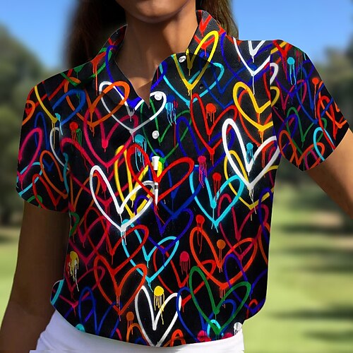 

Damen poloshirt Golfhemd Geknöpftes Poloshirt Atmungsaktiv Schnelltrocknend Feuchtigkeitsableitung Kurzarm Golfbekleidung Golfkleidung Regular Fit Bedruckt Sommer Tennis Golfspiel Pickleball