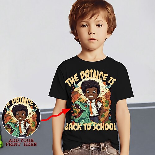 

Garçon T-shirt Manche Courte T-shirt Tee-shirts Bande dessinée Lettre Dinosaure 3D effet Actif Sportif Mode Polyester Ecole Extérieur Casual Enfants Col ras du cou 3-12 ans Graphique imprimé en 3D