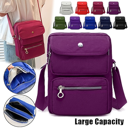 

Mulheres Bolsa crossbody Bolsa de ombro Bolsa Carteiro Bolsa mensageiro Tecido Oxford Ao ar livre Diário Ziper Grande Capacidade Leve Durável Côr Sólida Roxo Profundo Vermelho Vinho Preto