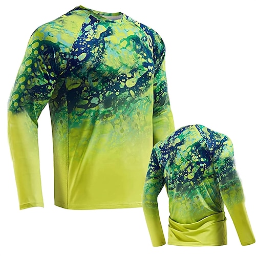 Men's Fishing Shirt Outdoor Long Sleeve UV Protection Breathable Quick Dry  Lightweight Sweat wicking Top Summer Spring Outdoor Fishing Camping &  Hiking Yellow Army Green Red 2024 - $17.99