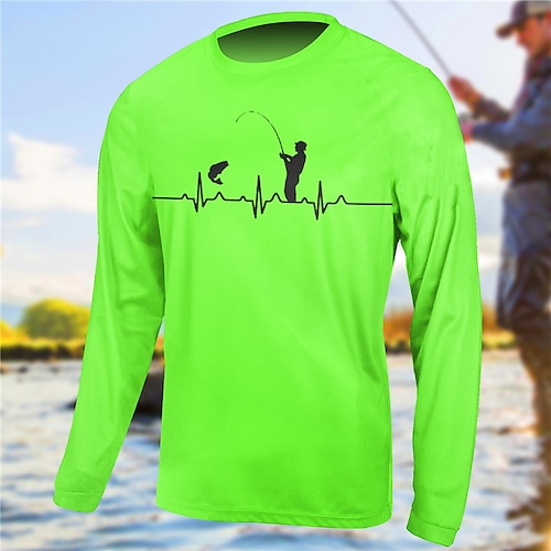 

Men's Fishing Shirt Outdoor Long Sleeve UV Protection Breathable Quick Dry Lightweight Sweat wicking Top Summer Spring Outdoor Fishing Camping & Hiking Black White Yellow