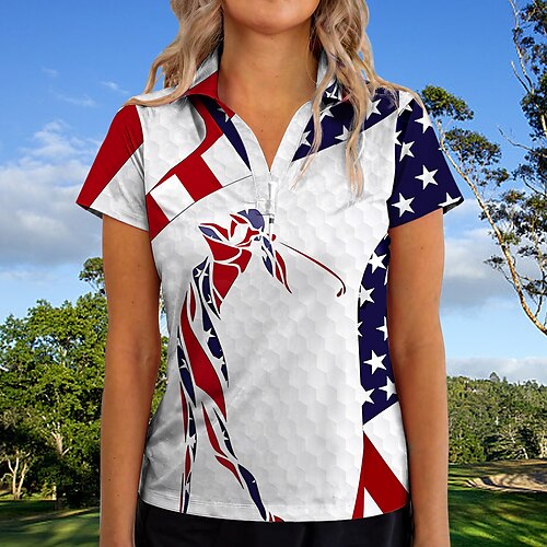 

Mujer Camisas de polo Camiseta de golf Transpirable Secado rápido Dispersor de humedad Manga Corta Ropa de golf ropa de golf Ajuste regular Escote en V Impreso Verano Tenis Golf pepinillo