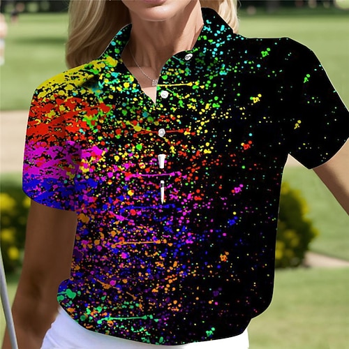 

Damen poloshirt Golfhemd Geknöpftes Poloshirt Atmungsaktiv Schnelltrocknend Feuchtigkeitsableitung Kurzarm Golfbekleidung Golfkleidung Regular Fit Bedruckt Sommer Tennis Golfspiel Pickleball