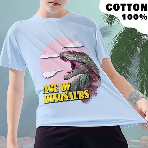 

Jungen T-Shirt Kurzarm T-Shirt Graphic Buchstabe Dinosaurier 3D-Druck Aktiv Sport Modisch 100% Baumwolle Outdoor Casual Täglich kinderkleidung Rundhalsausschnitt 3-12 Jahre 3D-gedruckte Grafik