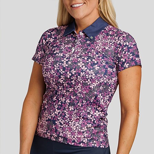 

Women's Polo Shirt Golf Shirt Golf Clothes Breathable Quick Dry Soft Short Sleeve Top Regular Fit Floral Summer Spring Tennis Golf Badminton
