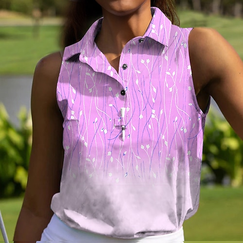 

Mulheres Camisa polo de caminhada Camisa de golfe Pólo de botões Respirável Secagem Rápida Pavio Humido Sem Manga Vestuário de golfe Roupas de golfe Normal Floral Verão Tênis Golfe Pickleball