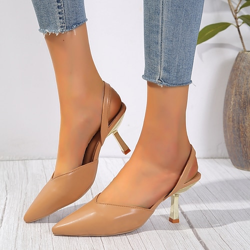 

Mujer Tacones Sandalias Sandalias de tacón Tallas Grandes Fiesta Diario Verano Tacón de Aguja Dedo Puntiagudo Moda Elegante Sensual Cuero Sintético Mocasín Color sólido Negro Albaricoque