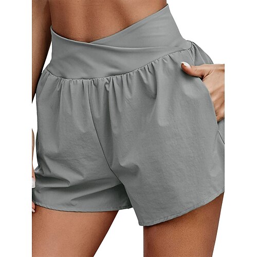 

Women's Shorts Slacks Grey Black Green High Waist Active Simple Casual Vacation Casual Daily Weekend Pocket Short Breathability Plain S M L XL