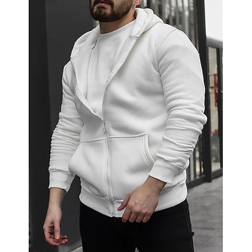 

Homme Sweat à capuche Sweat à capuche zippé Pardessus Blanche Capuche Plein Sport Loisir du quotidien Vacances Vêtement de rue Frais Décontractées Printemps Automne Vêtement Tenue Pulls Capuche