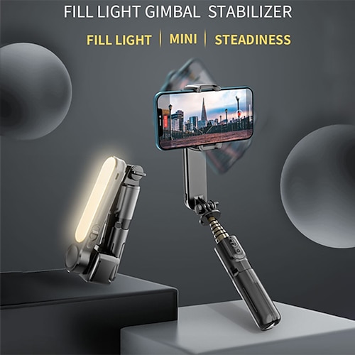 

L09 gimbal estabilizador selfie stick tripé com luz de preenchimento controle remoto bluetooth para celular xiaomi huawei ios smartphone