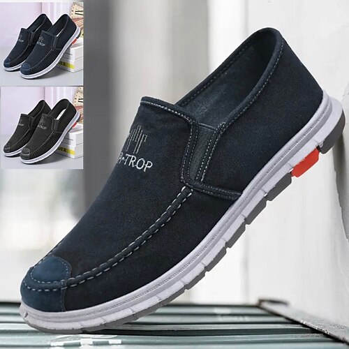 

Herren Loafer Slip On Komfort Schuhe Geschäftlich Brautkleider schlicht Outdoor Täglich Wanderschuhe Leinwand Atmungsaktiv Komfortabel Rutschfest Schwarz Blau Sommer Frühling