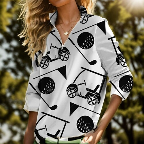 

Mujer Camisas de polo Camiseta de golf Transpirable Secado rápido Dispersor de humedad Manga Larga Ropa de golf ropa de golf Ajuste regular Cremallera Cuello alto Impreso Primavera Otoño Tenis Golf